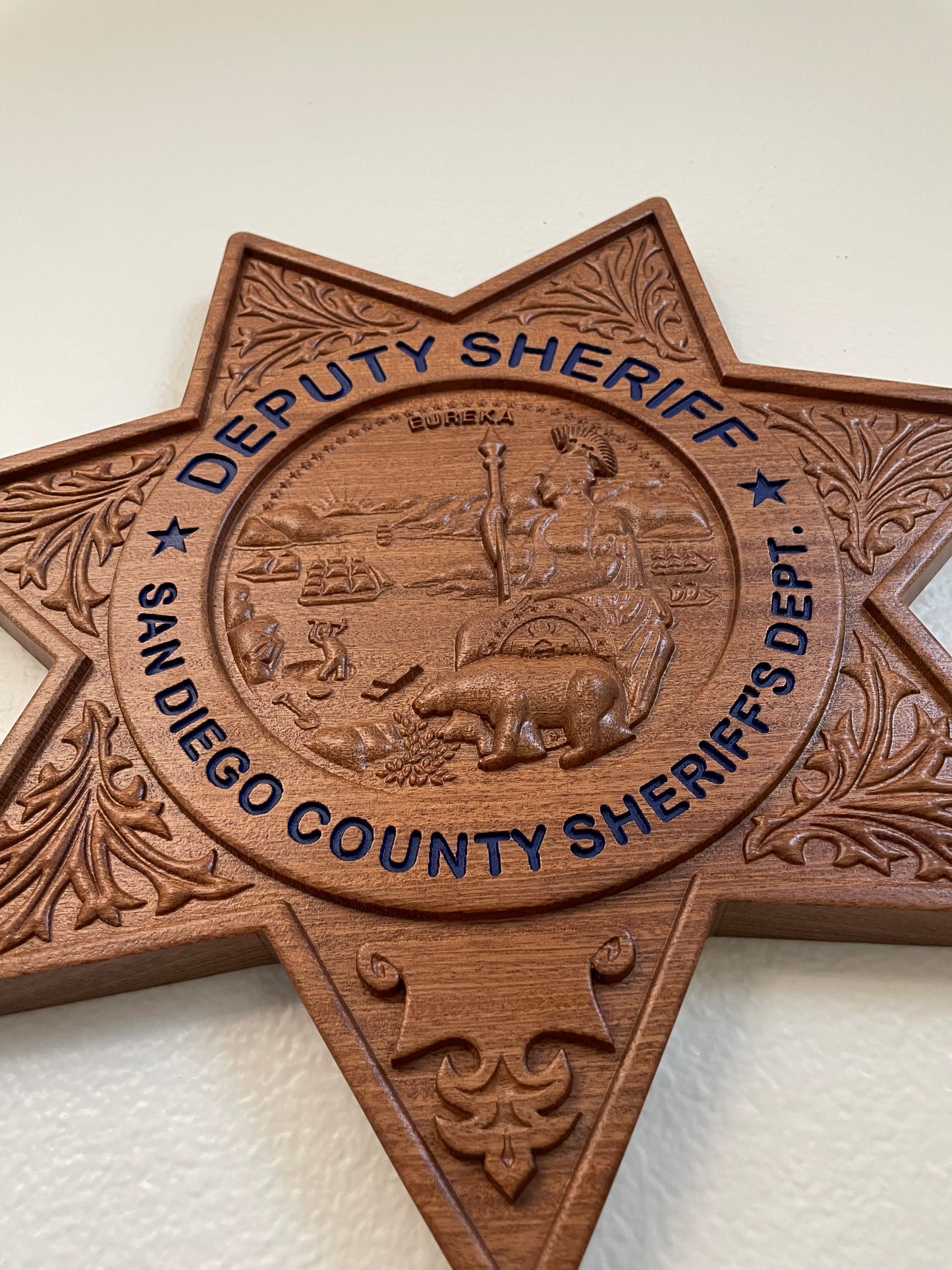SDSO Badge, San Diego County Sheriff’s Department Wood Badge, Police Badge, Law Enforcement, Plaque, Hardwood
