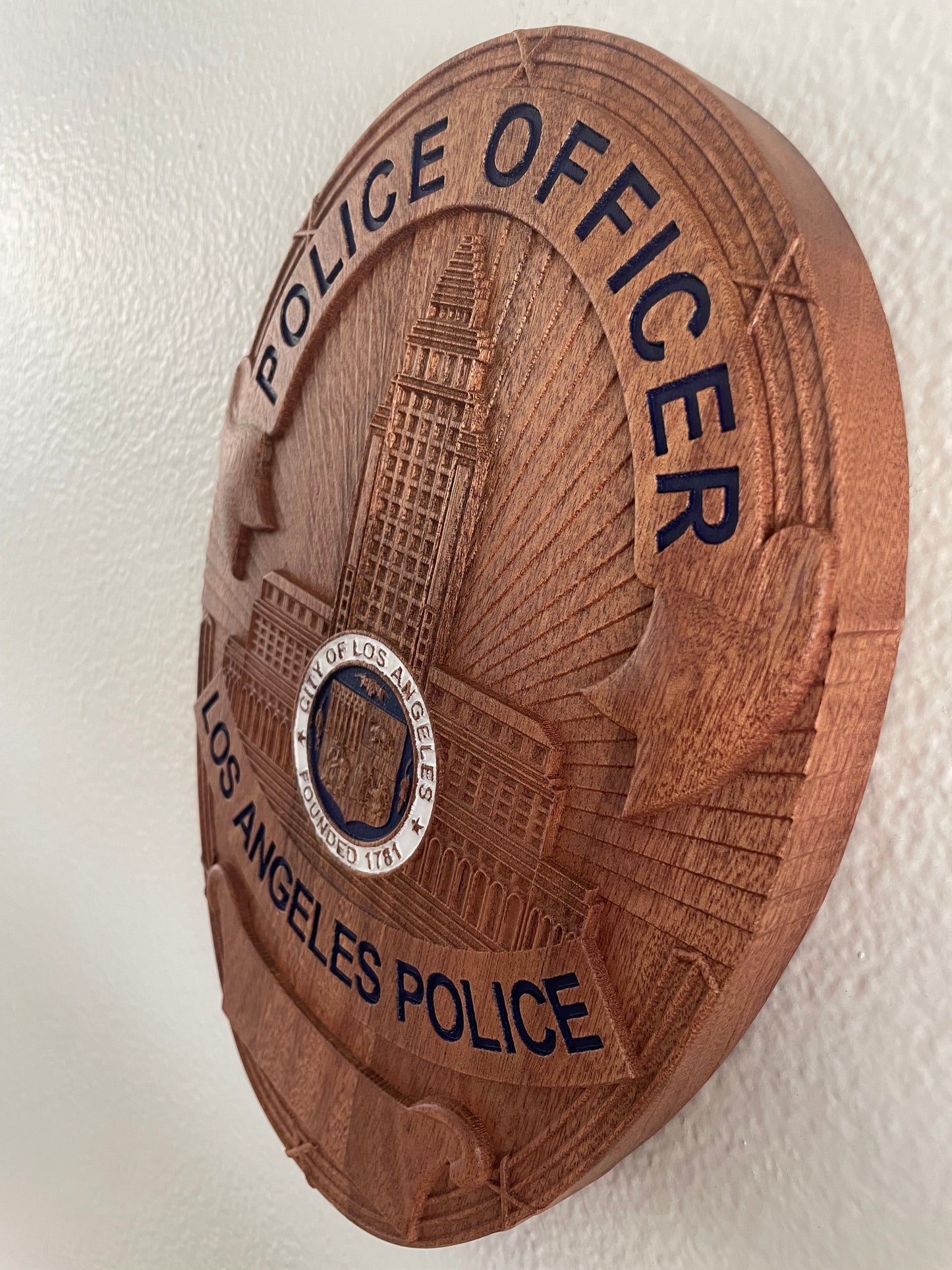 LAPD BADGE, Wood Badge, Los Angeles Police Department, Police Badge, Law Enforcement, Plaque, Hardwood