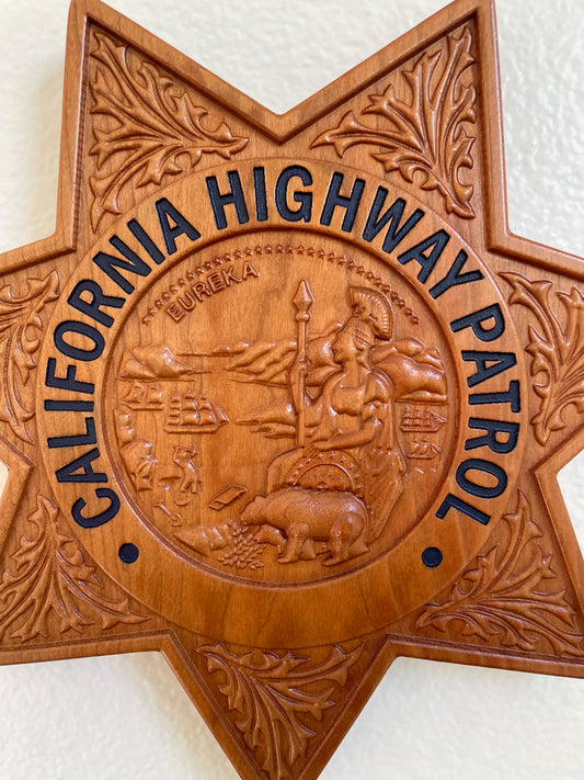 CHP BADGE, California Highway Patrol Wood Badge, Police Badge, Law Enforcement, Plaque, Hardwood