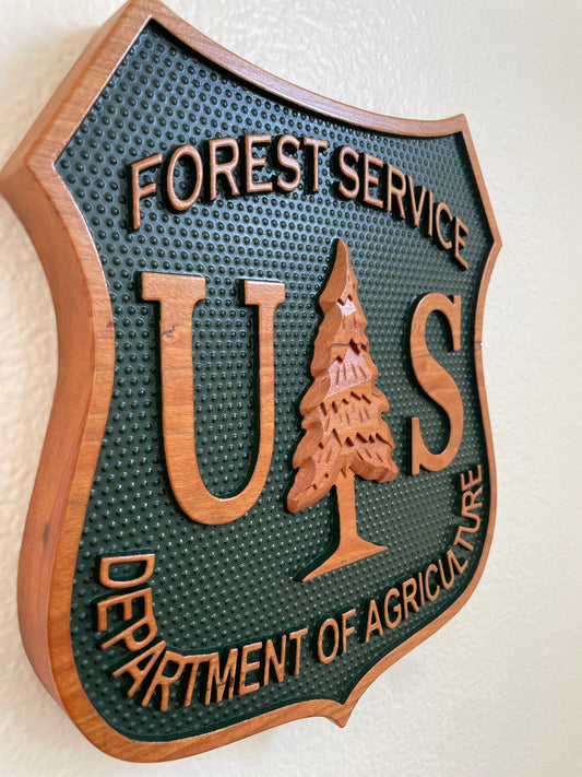 Forest Service Badge, U.S. Department of Agriculture Wood Badge, Wood Badge, Fire Department Badge, Plaque, Hardwood