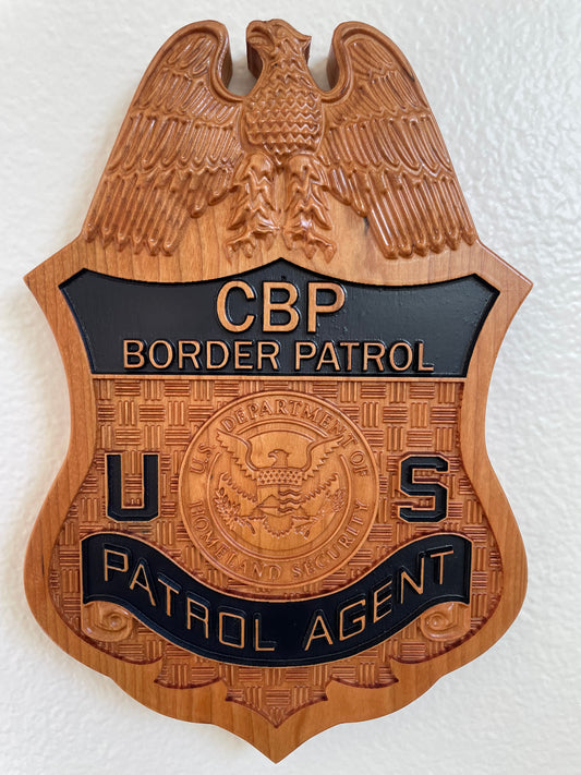 BORDER PATROL BADGE, U.S. Customs and Border Protection Badge, Wood Badge, Police Badge, Law Enforcement, Plaque, Hardwood