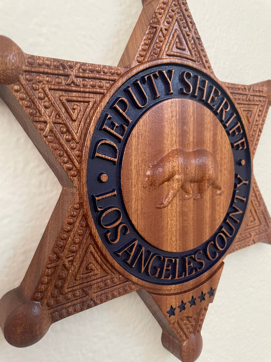 LA SHERIFF BADGE, Wood Badge, Los Angeles County Sheriff's Department, Police Badge, Law Enforcement, Plaque, Hardwood