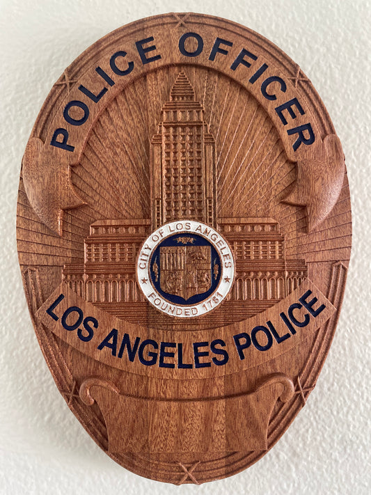 LAPD BADGE, Wood Badge, Los Angeles Police Department, Police Badge, Law Enforcement, Plaque, Hardwood